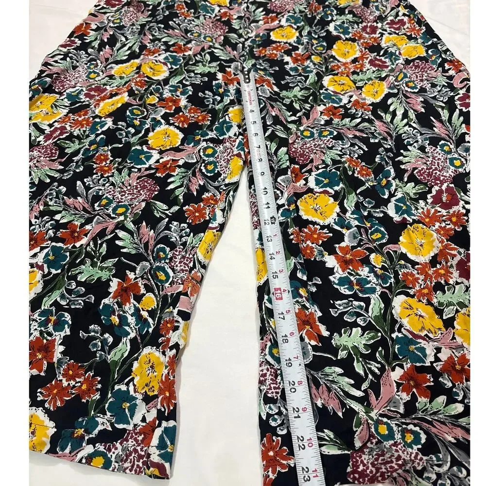 Natural Life Womens XL Floral Jumpsuit Colorful Boho Wide Leg Pockets Artsy